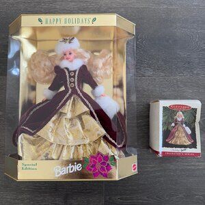 1996 Happy Holidays Barbie Doll with Matching Hallmark Ornament